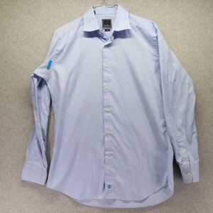 David‎ Donahue Shirt Mens 16.5 34/35 Trim Business Dress Button Blue Long Sleeve